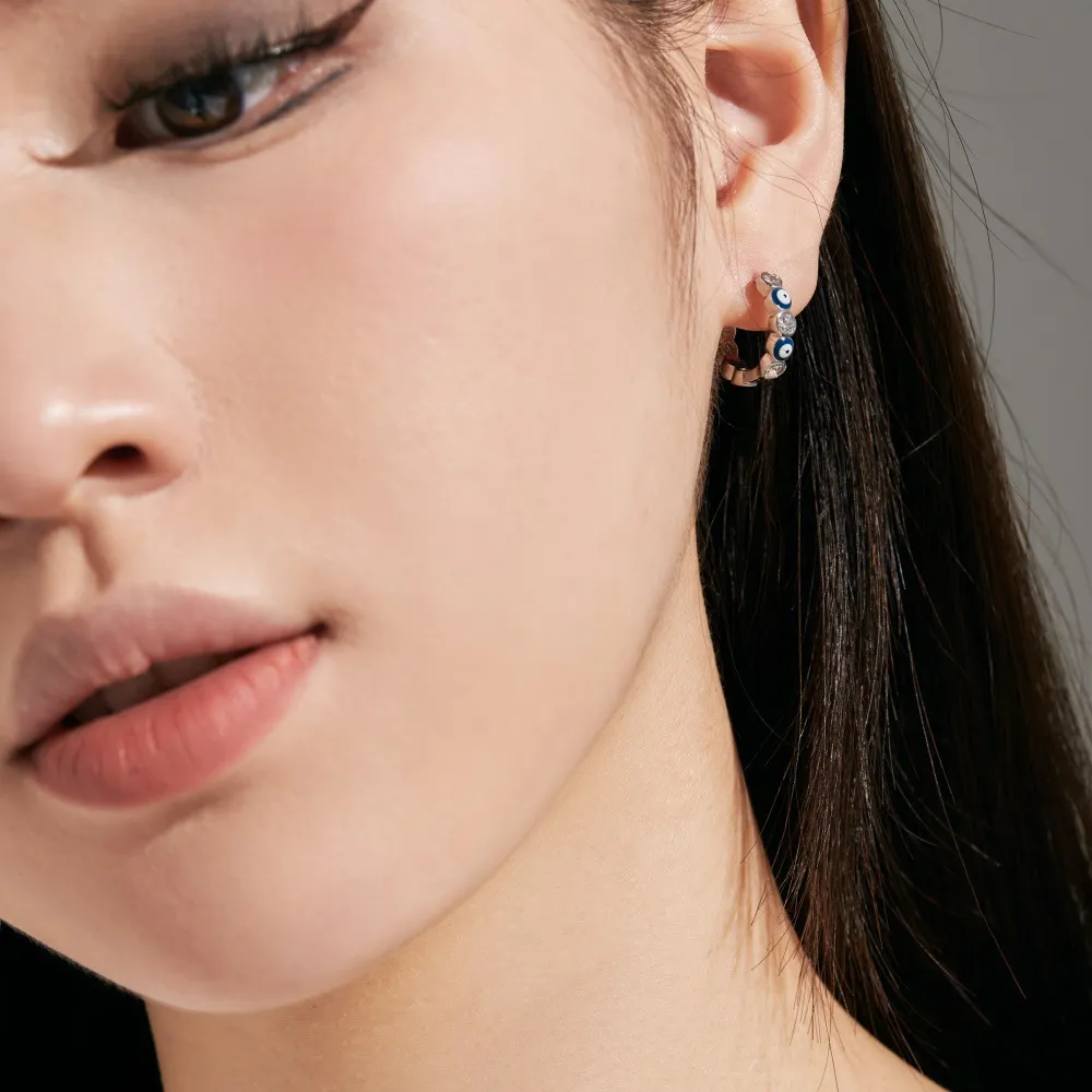 Evil Eye Round Zirconia Hoop Earrings 60200171 - image2