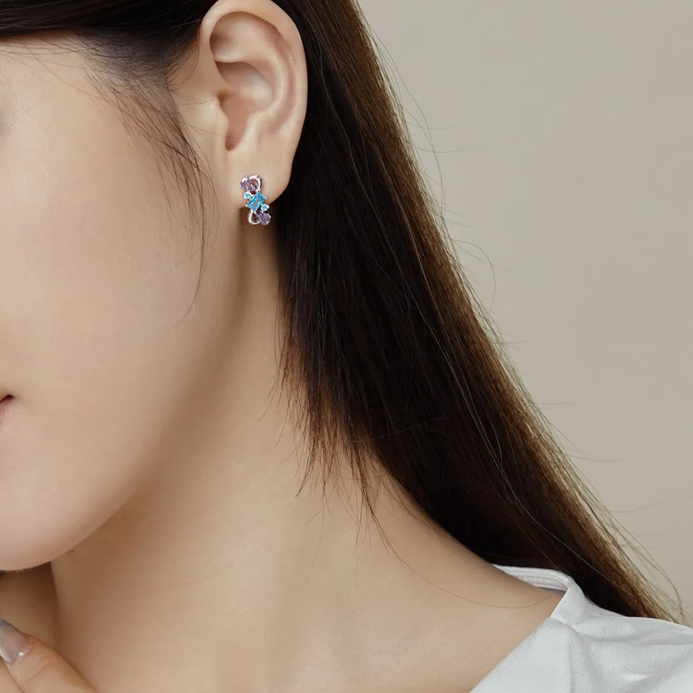 Sparkle Irregular Zirconia U Shape Hoop Earrings 60200175 - image1