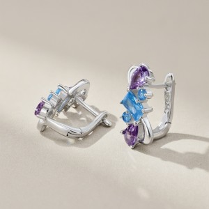 Sparkle Irregular Zirconia U Shape Hoop Earrings 60200175