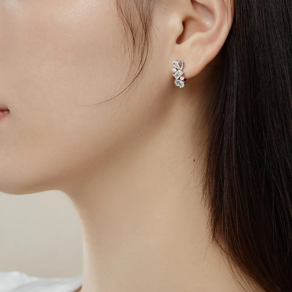 Sparkle Irregular Zirconia U Shape Hoop Earrings 60200175 - image2
