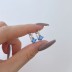 Sparkle Blue Square Zirconia U Shape Hoop Earrings 60200177