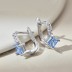 Sparkle Blue Square Zirconia U Shape Hoop Earrings 60200177