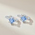 Sparkle Blue Square Zirconia U Shape Hoop Earrings 60200177