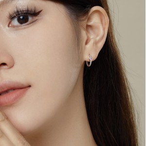 Vintage Pink Heart Zirconia Hoop Earrings 60200179