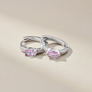 Vintage Pink Marquise Zirconia Hoop Earrings 60200181