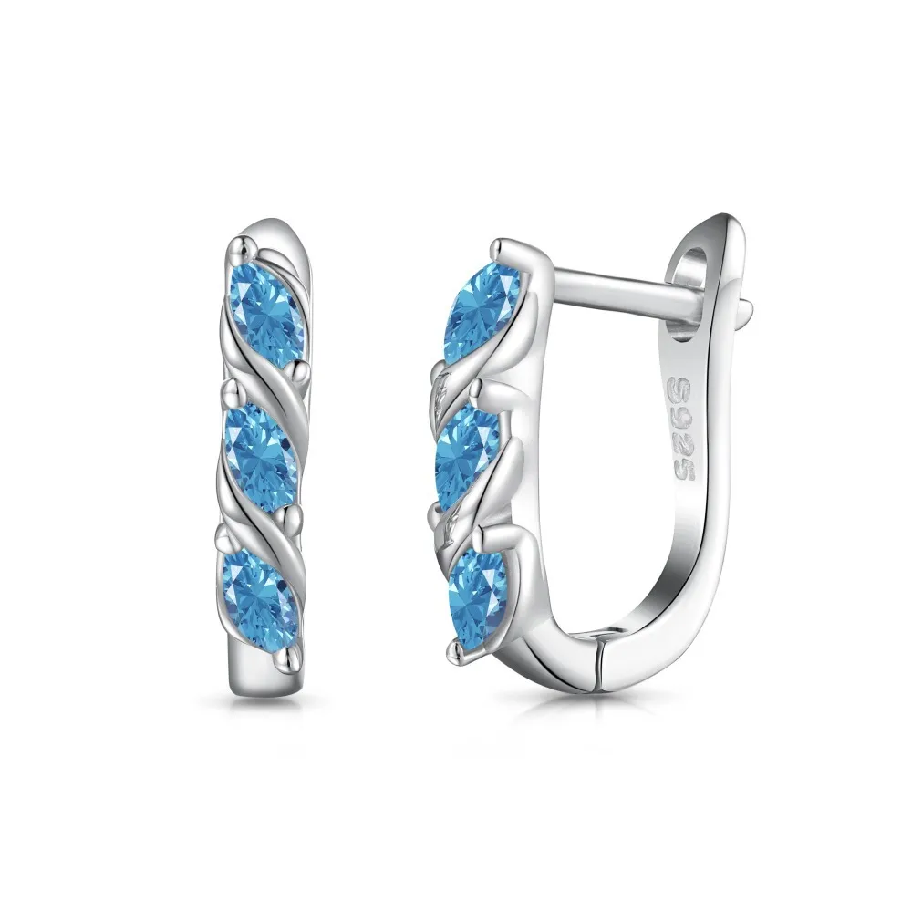 Shiny Blue Marquise Zirconia Hoop Earrings 60200182