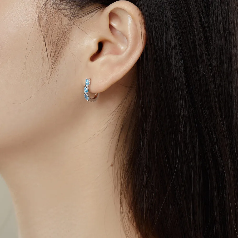 Shiny Blue Marquise Zirconia Hoop Earrings 60200182 - image1