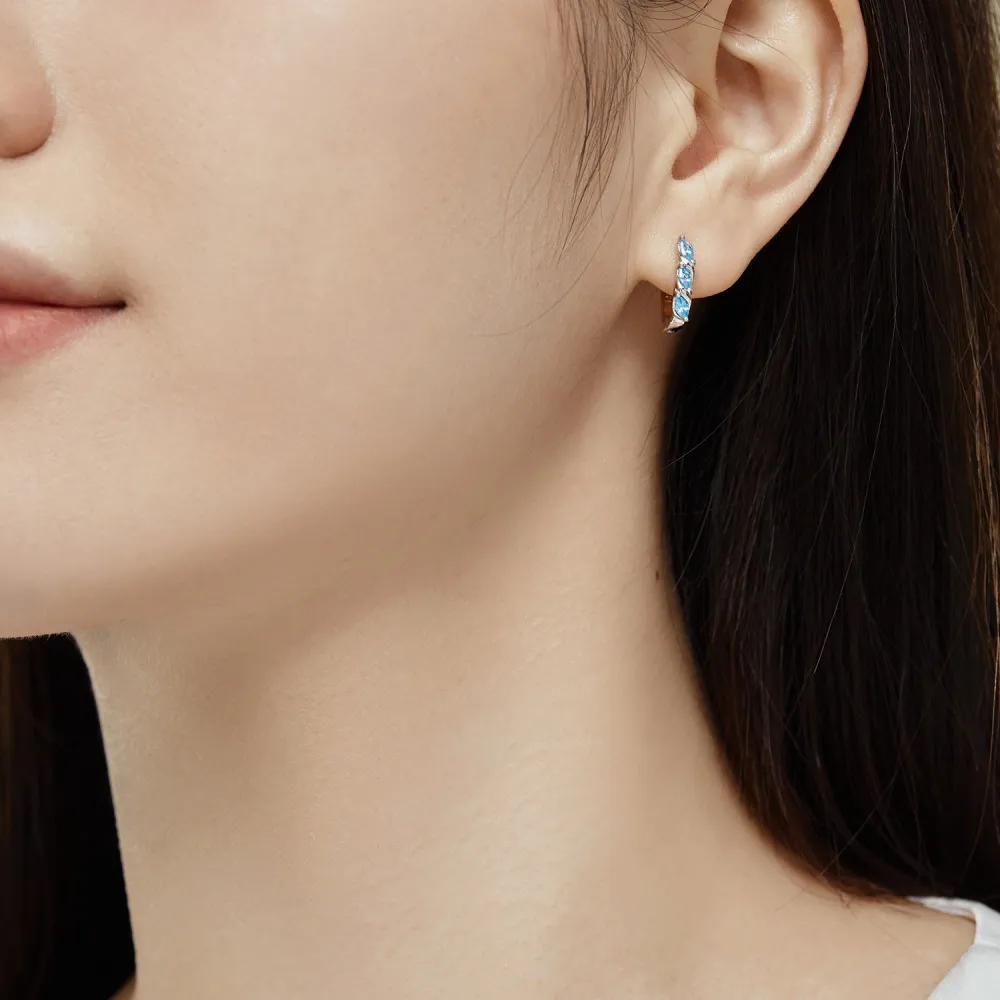 Shiny Blue Marquise Zirconia Hoop Earrings 60200182 - image2