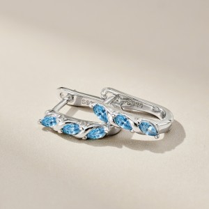 Shiny Blue Marquise Zirconia Hoop Earrings 60200182