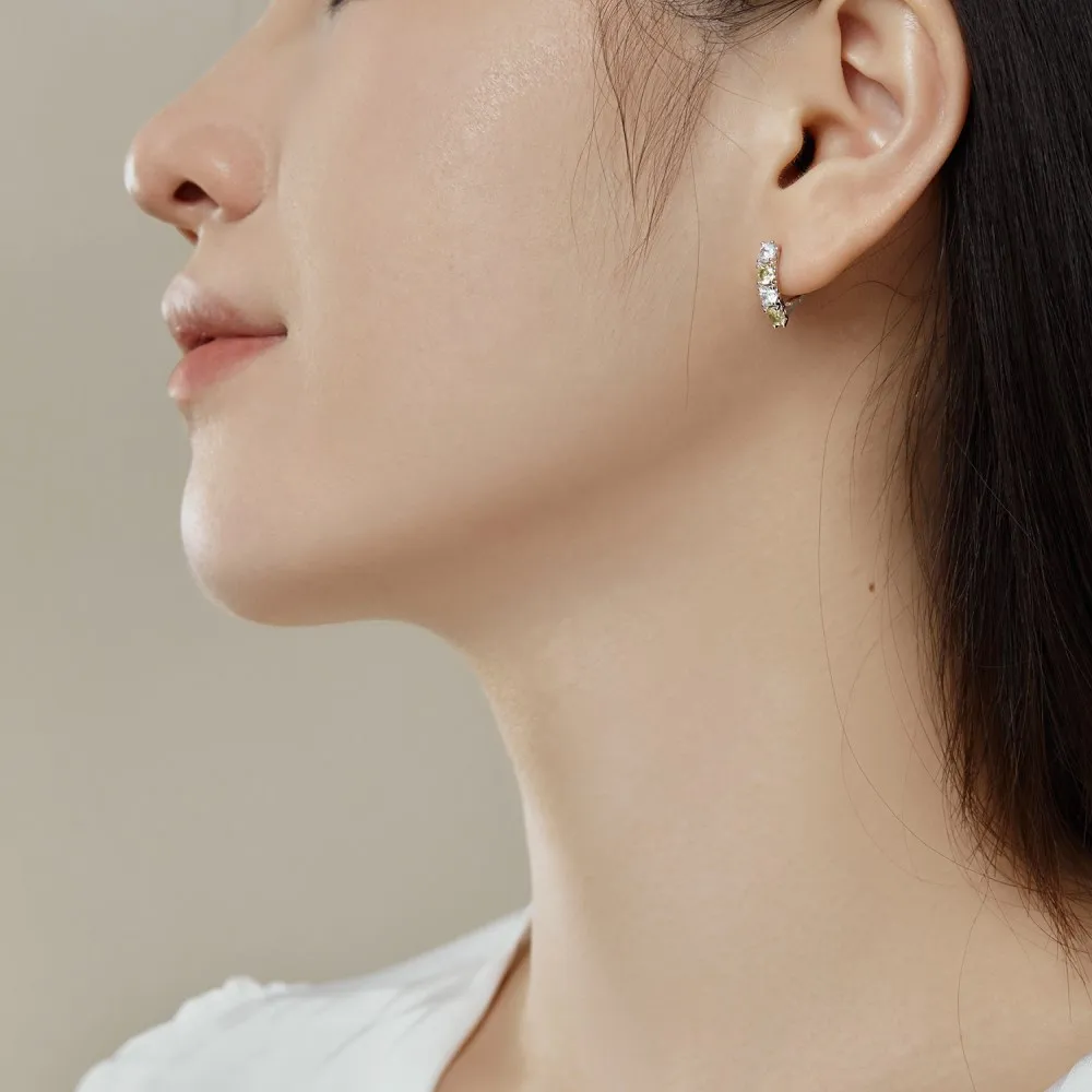 Shiny Yellow White Zirconia Hoop Earrings 60200183 - image1