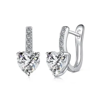 Sparkle Heart Zirconia U Hoop Earrings 60200184