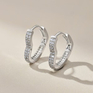 Full Zirconia Heart Hoop Earrings 60200185