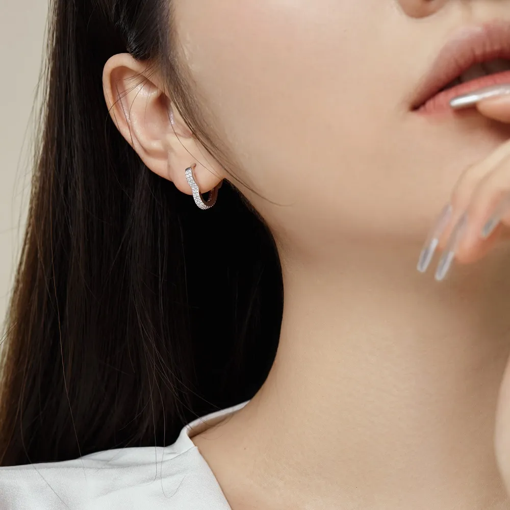 Full Zirconia Heart Hoop Earrings 60200185 - image1