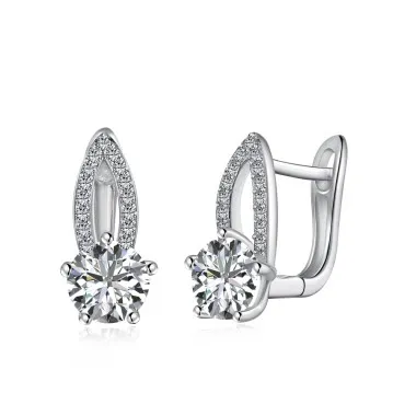 Shiny Zirconia Clip Hoop Earrings 60200186