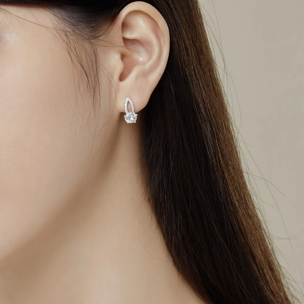 Shiny Zirconia Clip Hoop Earrings 60200186 - image1