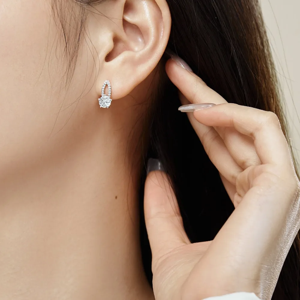 Shiny Zirconia Clip Hoop Earrings 60200186 - image2