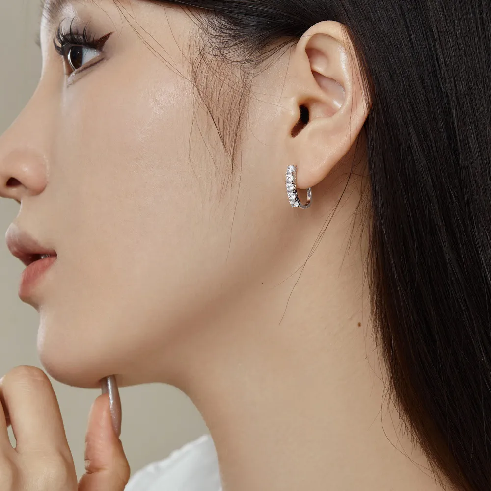 Classical Zirconia U Hoop Earrings 60200187 - image1
