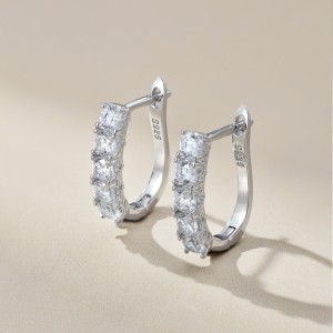Classical Zirconia U Hoop Earrings 60200187