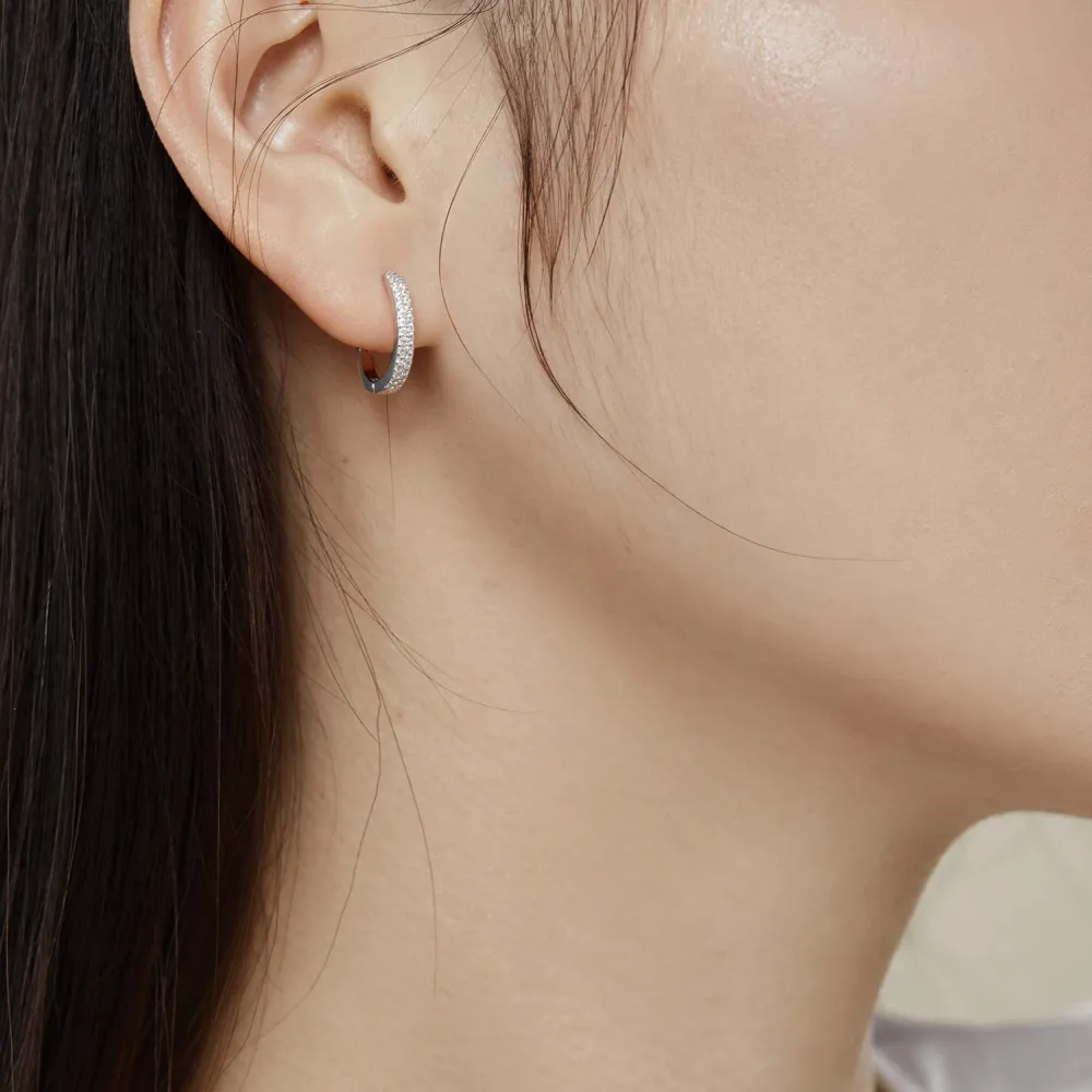 Classical Zirconia U Hoop Earrings 60200188 - image1