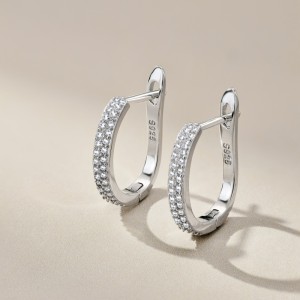 Classical Zirconia U Hoop Earrings 60200188