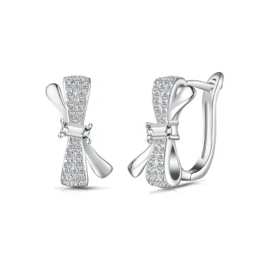 Shiny Zirconia Bow U Hoop Earrings 60200189