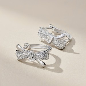 Shiny Zirconia Bow U Hoop Earrings 60200189