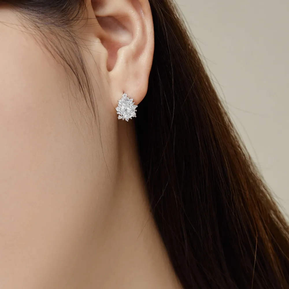 Shiny Teardrop Zirconia U Hoop Earrings 60200192 - image1
