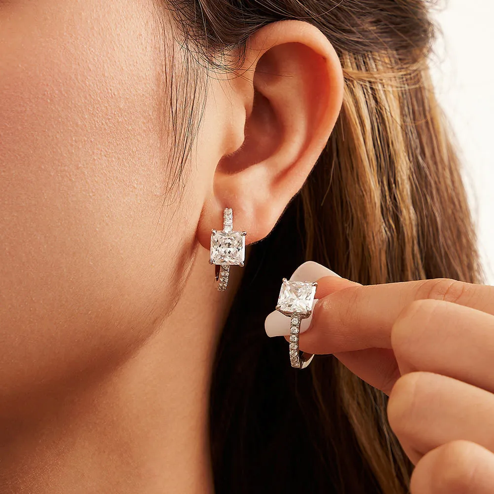 S925 8A Square Zirconia Hoop Earring 60200202 - image1