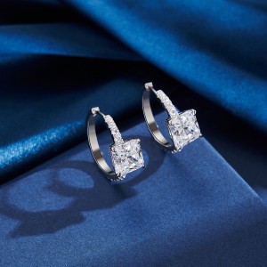 S925 8A Square Zirconia Hoop Earring 60200202
