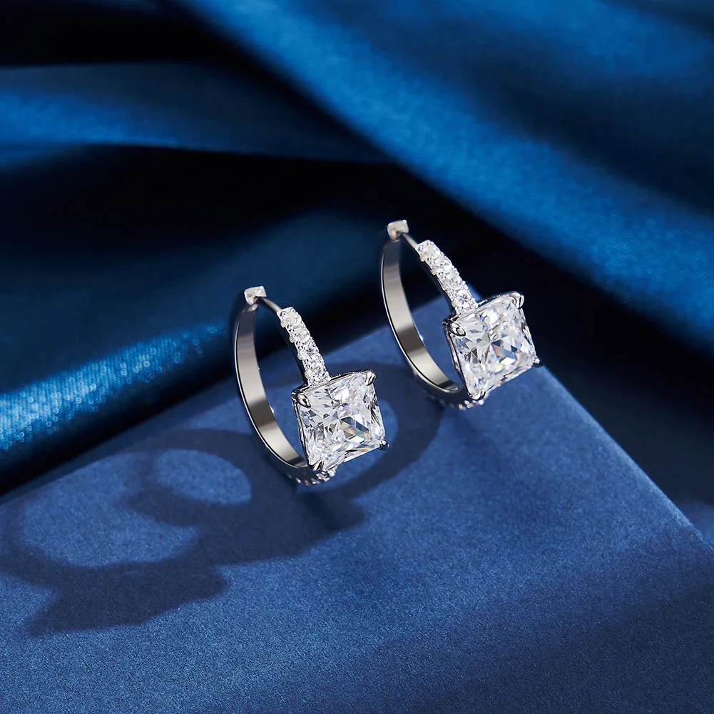S925 8A Square Zirconia Hoop Earring 60200202 - image2