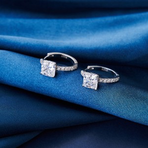S925 8A Square Zirconia Hoop Earring 60200202