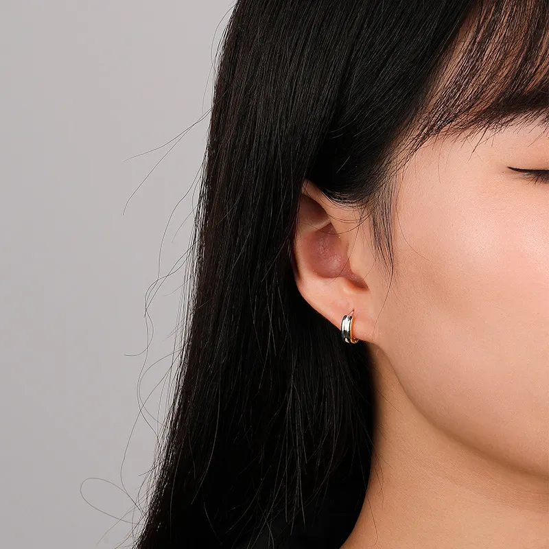 Two Tones Minimalism Hoop Earrings 60200204 - image2
