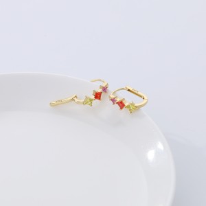 Geometric Rainbow Zirconia Hoop Earring 60200208