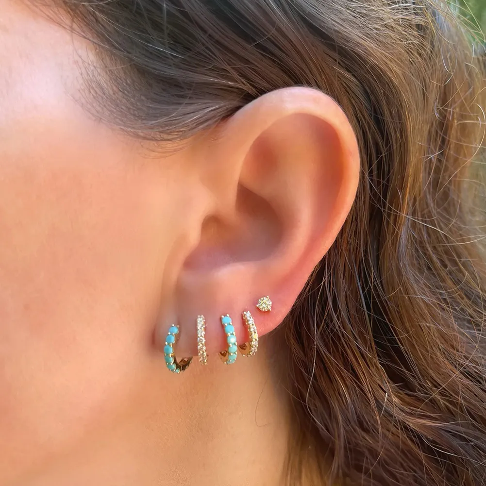 Turquoise Zirconia Hoop Earring 60200210 - image1