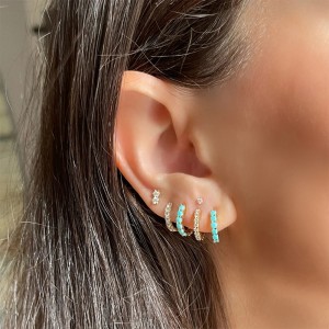 Turquoise Zirconia Hoop Earring 60200210