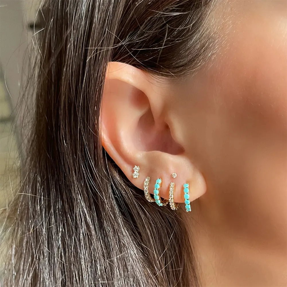 Turquoise Zirconia Hoop Earring 60200210 - image2