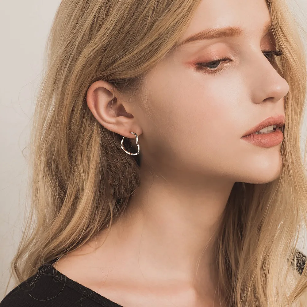 21mm Curved Heart Hoop Earrings 60200211 - image2