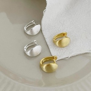 925 Sterling Silver Brushed U-shaped Hoop Earring 60200217