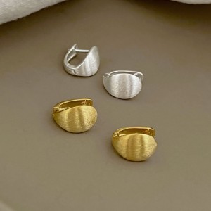 925 Sterling Silver Brushed U-shaped Hoop Earring 60200217