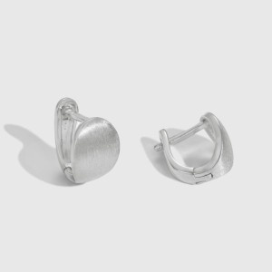 925 Sterling Silver Brushed U-shaped Hoop Earring 60200217