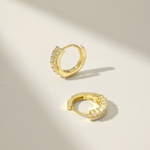 S925 Two Rows Zirconia Hoop Earring 60200218