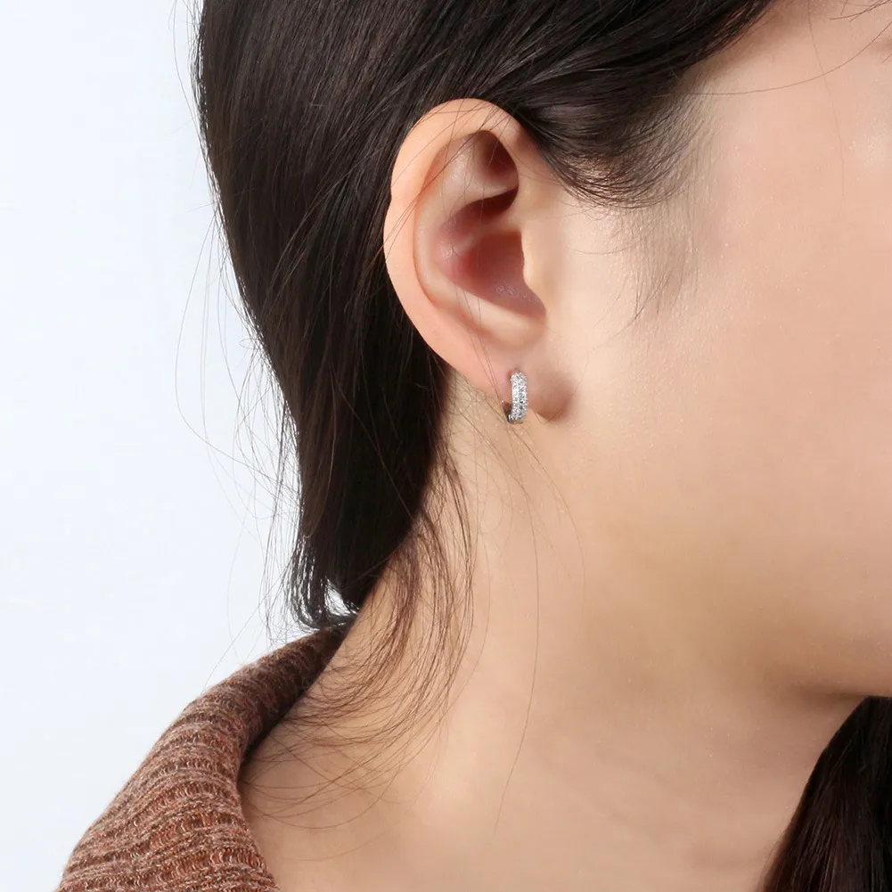 925 Sterling Silver Zirconia Hoop Earring 60200219 - image1