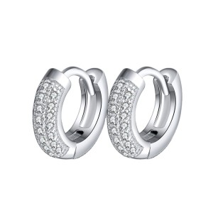 925 Sterling Silver Zirconia Hoop Earring 60200219