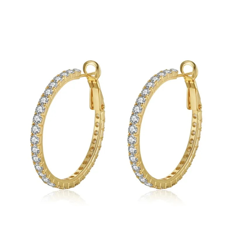 S925 Sparkle Zirconia Big Hoop Earring 60200221