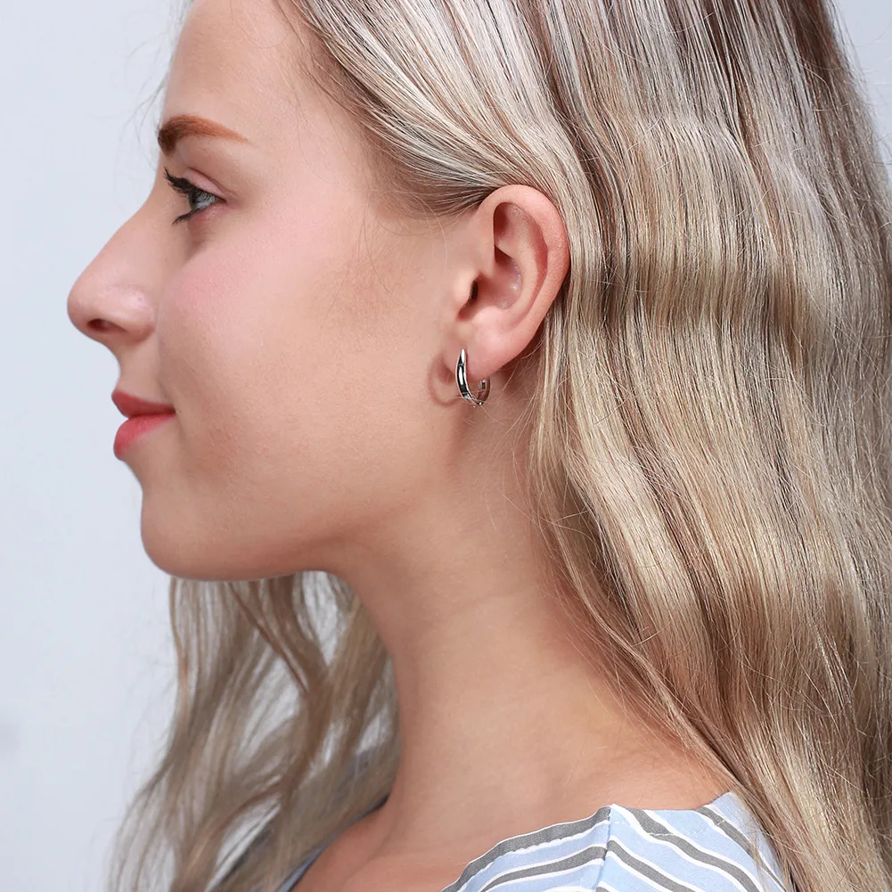 925 Sterling Silver Hoop U-shaped Earring 60200223 - image2