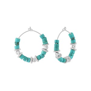 S925 Vintage Turquoise Beads Hoop Earring 60200224