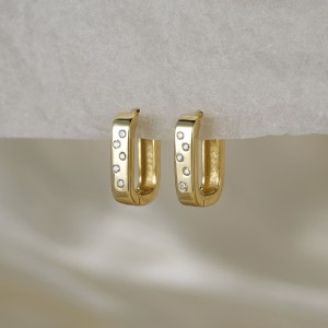 925 Sterling Silver Zirconia Hoop Earring 60200225