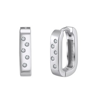 925 Sterling Silver Zirconia Hoop Earring 60200225