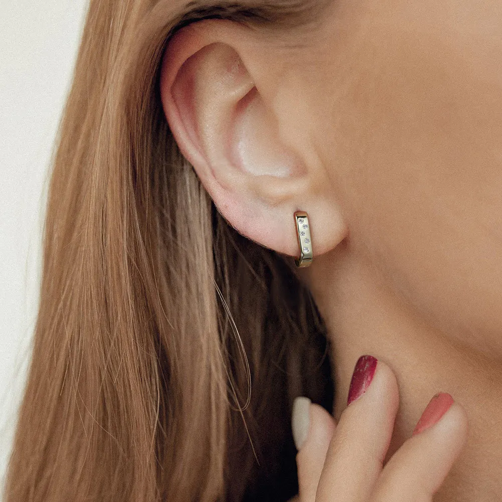 925 Sterling Silver Zirconia Hoop Earring 60200225 - image1