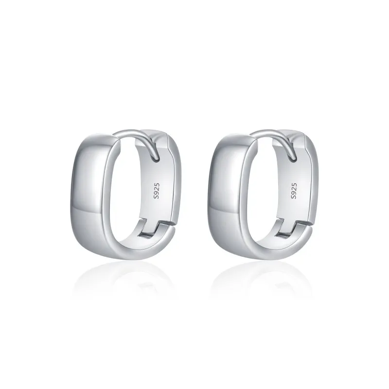925 Sterling Silver Mirror Hoop Earring 60200228